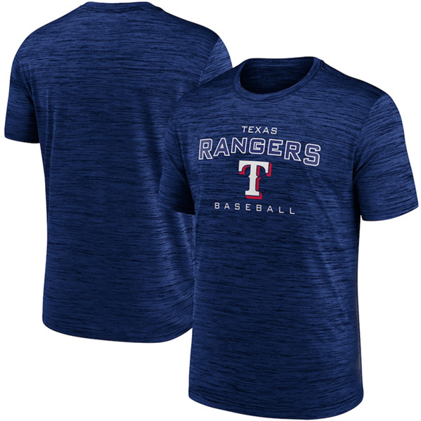 Men's Texas Rangers Blue Velocity Practice Performance T-Shirt - Click Image to Close